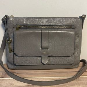Fossil Gray Leather Crossbody